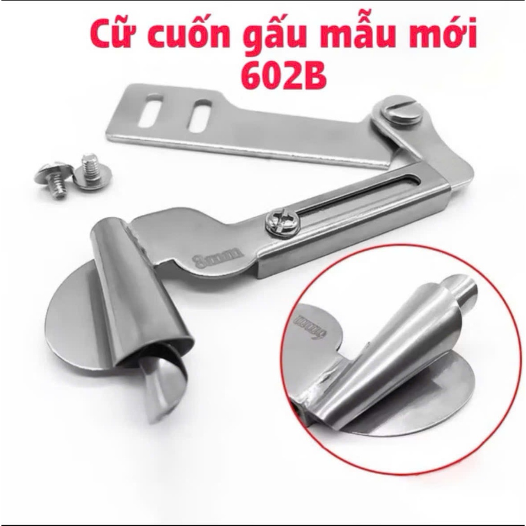 Cữ Cuốn Gấu 602B Mẫu Mới - Cuốn Tôm, Cuốn Bèo, Cuốn Tà - Máy May Gia Đình & Công Nghiệp (Tặng Ốc Bắt Cữ)