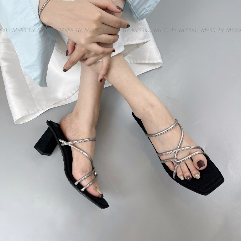 Giày guốc sục nữ MYSS quai chéo vặn xoắn 7cm thời trang - SU185