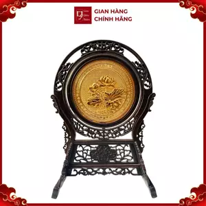 Tranh Đĩa Đồng Hoa Sen 2 Mặt , Mạ Vàng 24K ( Đường Kính 31cm ) - Cửu Diệu Thiên - SD0010