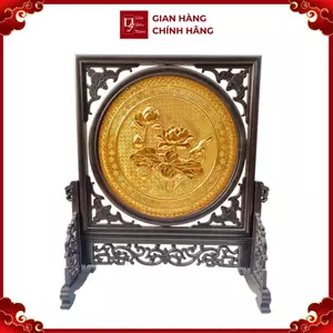 Tranh Đĩa Đồng Hoa Sen 2 Mặt , Mạ Vàng 24K ( Đường Kính 44cm ) - Cửu Diệu Thiên - SD0011