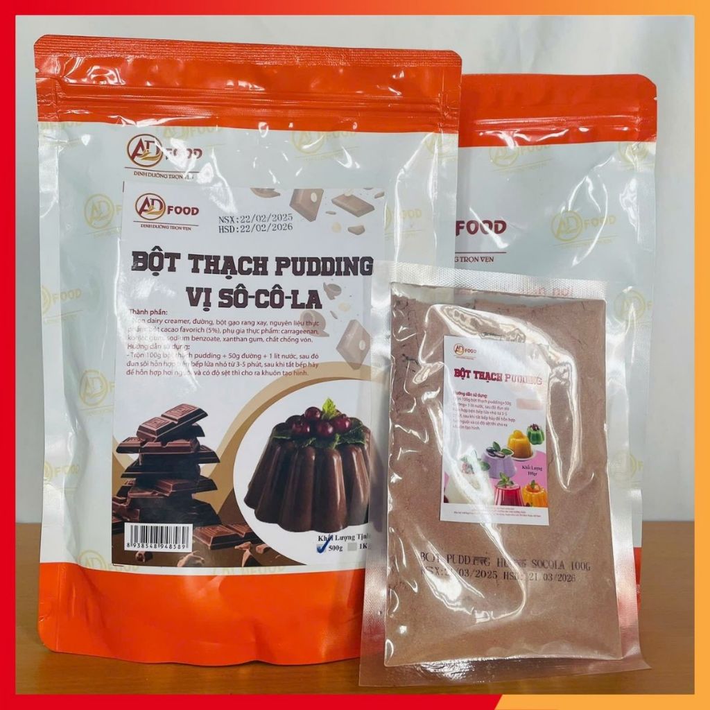 Gói 500gr Bột Thạch Pudding Sô-cô-la Mềm Mịn