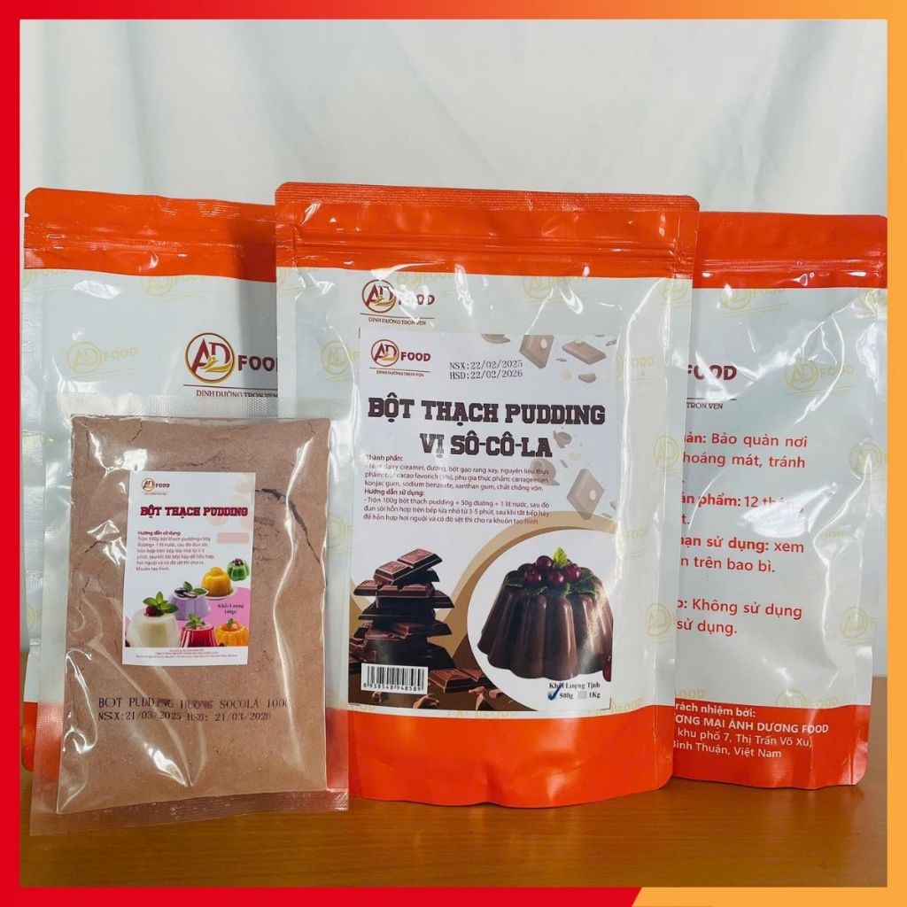 100g Bột thạch pudding Socola ADFOOD tự nấu tại nhà - ăn vặt, trà sữa