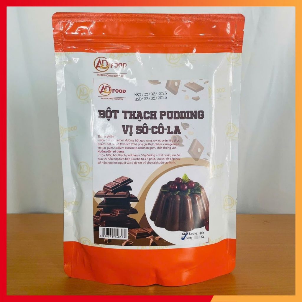 100g Bột thạch pudding Socola ADFOOD tự nấu tại nhà - ăn vặt, trà sữa