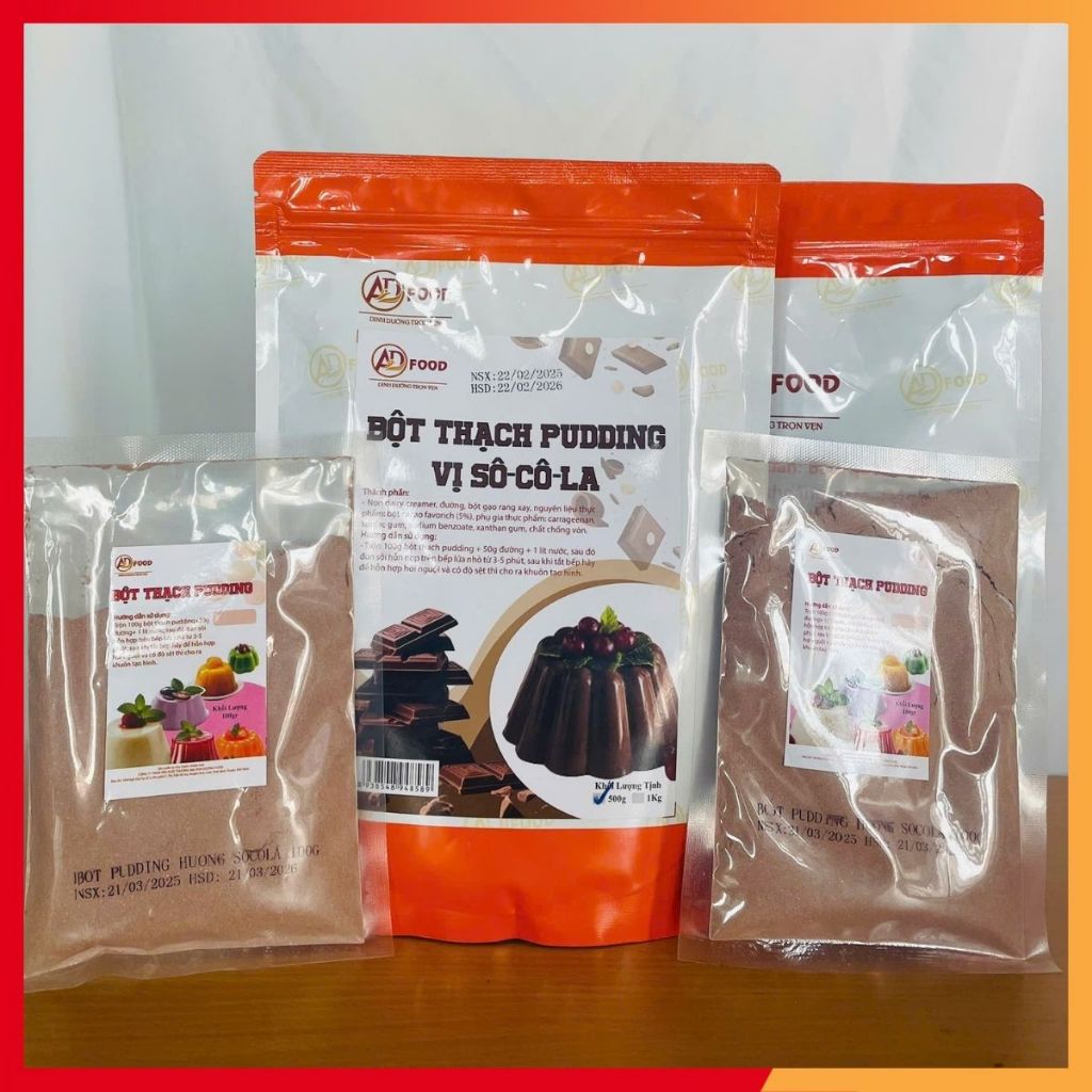 200g Bột thạch pudding Socola ADFOOD tự nấu tại nhà - ăn vặt, trà sữa