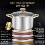 Bộ Nồi Inox 304, Nồi Đức 6 Món 5 Đáy Siêu Dày Siêu Bền Cho Gia Đình - Bộ nồi không kén bếp — ảnh 6