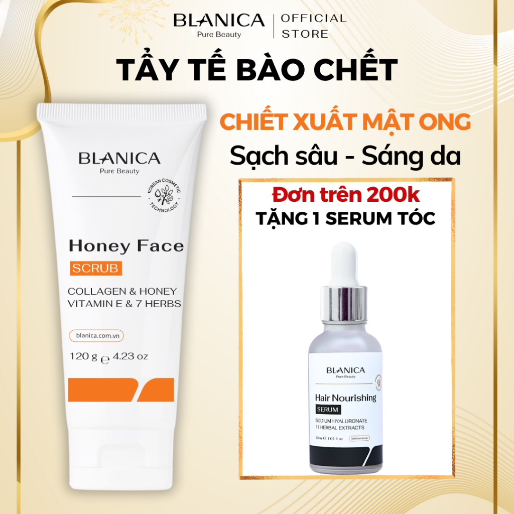 Ảnh Tẩy tế bào chết da mặt chiết xuất mật ong lên men BLANICA Honey Facial Scrub giúp làn da mịn màng trắng sáng 120g 1
