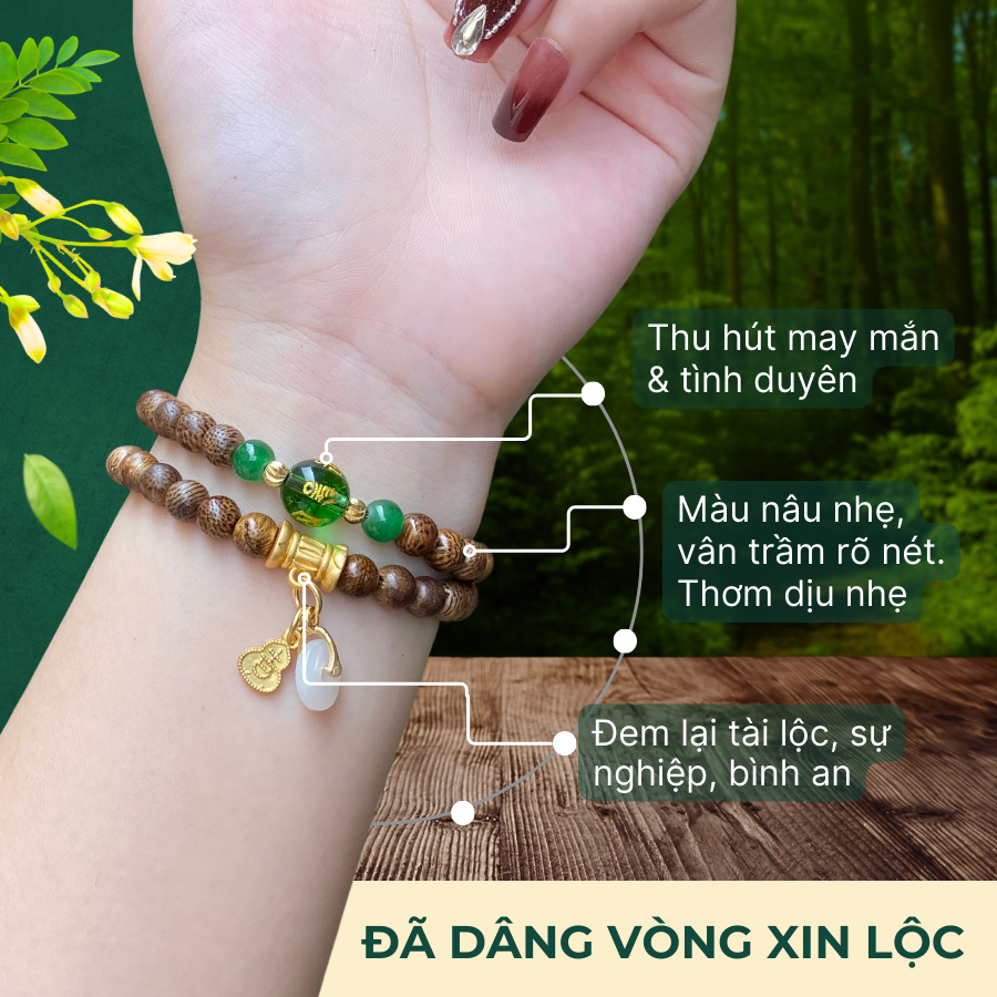 Vòng Tay Chuỗi Trầm Hương Mix Đồng Điếu Mang Bình An May Mắn, Vòng Trầm Hương Theo Mệnh TA-36