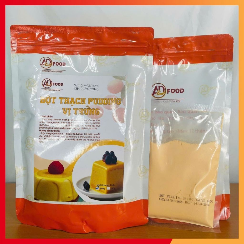 Bột Pudding Trứng túi 500gr, topping cho trà sữa, trà đào, món nước siêu ngon, nấu đơn giản tại nhà