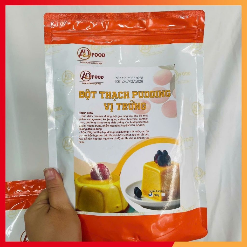 Bột Pudding Trứng túi 500gr, topping cho trà sữa, trà đào, món nước siêu ngon, nấu đơn giản tại nhà