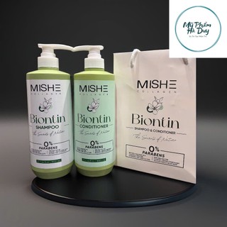 Cặp Gội Xả Mishe Biotin 800ml - Phục Hồi Tóc Hư Tổn, Giảm Rụng Tóc