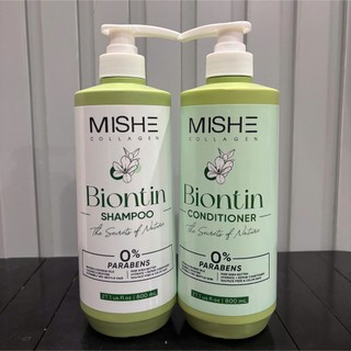 Cặp Gội Xả Mishe Biotin 800ml - Phục Hồi Tóc Hư Tổn, Giảm Rụng Tóc