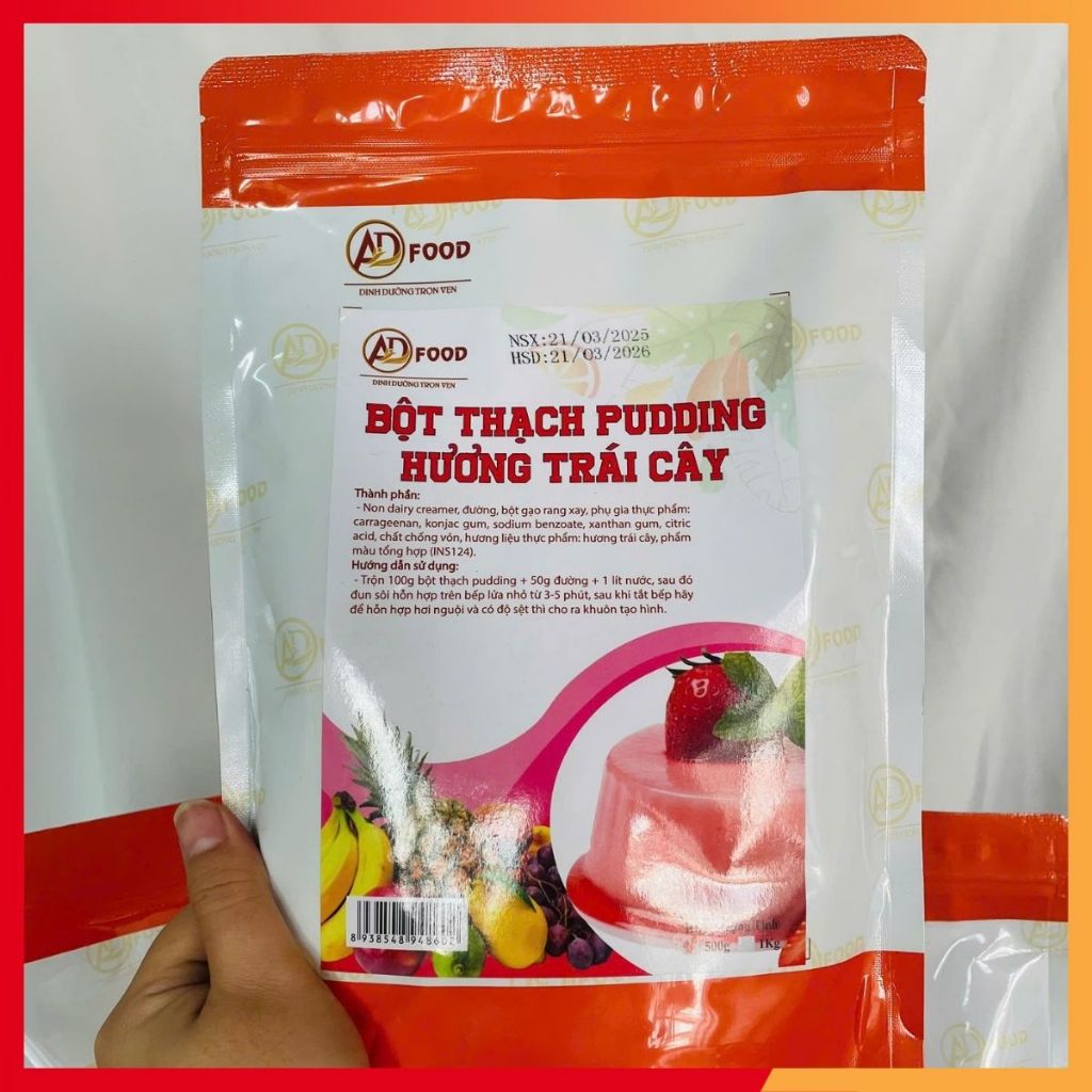 200g Bột thạch pudding Trái Cây ADFOOD tự nấu tại nhà - ăn vặt, trà sữa