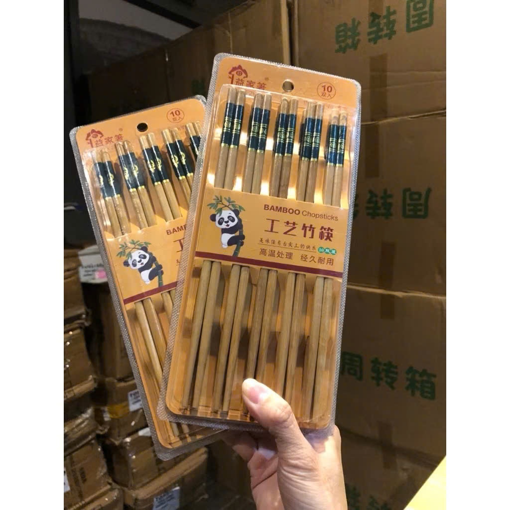 Bộ 10 Đôi Đũa Tre BamBoo 24cm Chống Trơn Trượt Nấm Mốc,  VỈ ĐŨA TRE