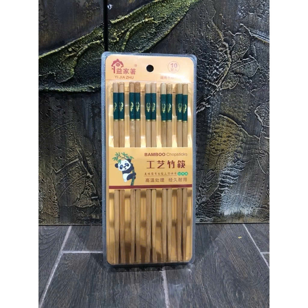 Bộ 10 Đôi Đũa Tre BamBoo 24cm Chống Trơn Trượt Nấm Mốc,  VỈ ĐŨA TRE
