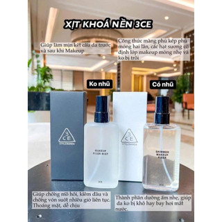 XỊT KHÓA NỀN 3CE 3CE SHIMMER MAKEUP FIXER & MAKEUP FIXER MIST CÓ NHŨ CĂNG BÓNG 95ML - BEBEAU