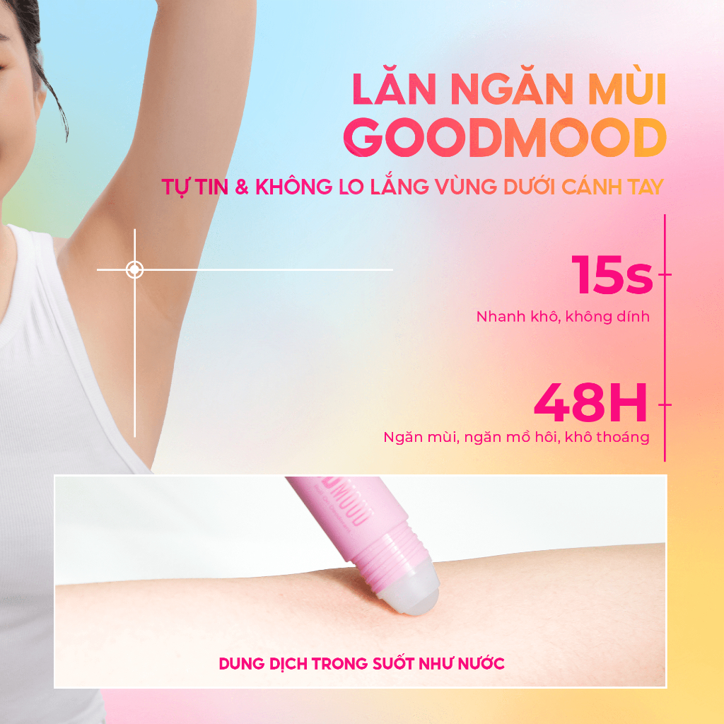 Ảnh Lăn Khử Mùi Nước Hoa Nữ Thơm Lâu Dưỡng Ẩm Giảm Thâm BFO GOODMOOD 20ml Hiệu Quả 48h Không Ố Vàng Áo 2