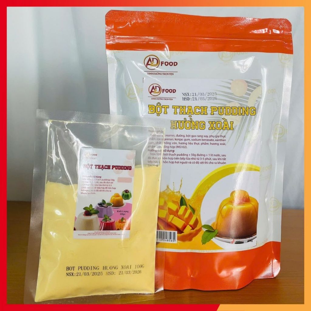 Bột pudding hương xoài Túi 100gr dai ngon