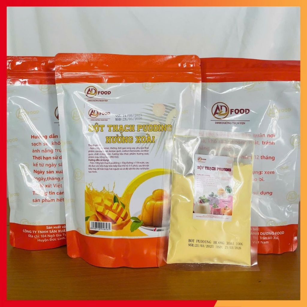 Bột pudding hương xoài Túi 100gr dai ngon