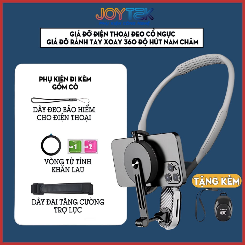 Giá Đỡ Điện Thoại Đeo Cổ Ngực Xoay 360° Rảnh Tay, Gắn Nam Châm Chắc Chắn - Phù Hợp Mọi Dòng Máy Điện Thoại