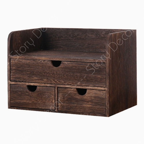 Kệ gỗ 3 ngăn kéo, hộp tủ để bàn đựng đồ trang điểm, phụ kiện đa năng