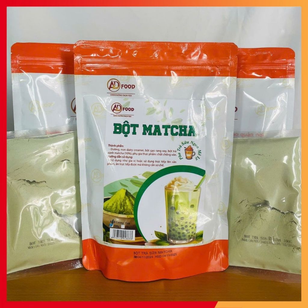 1kg Bột trà sữa Matcha ADFOOD - hương vị đậm đà, tiện dụng, dễ pha chế và kết hợp với kem cheese, topping,....