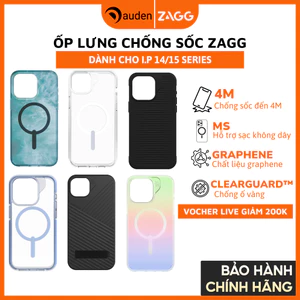 iPhone 14 15 Series Ốp Lưng Zagg Chống sốc 4M sạc không dây bảo hành 12 tháng Hàng chính hãng
