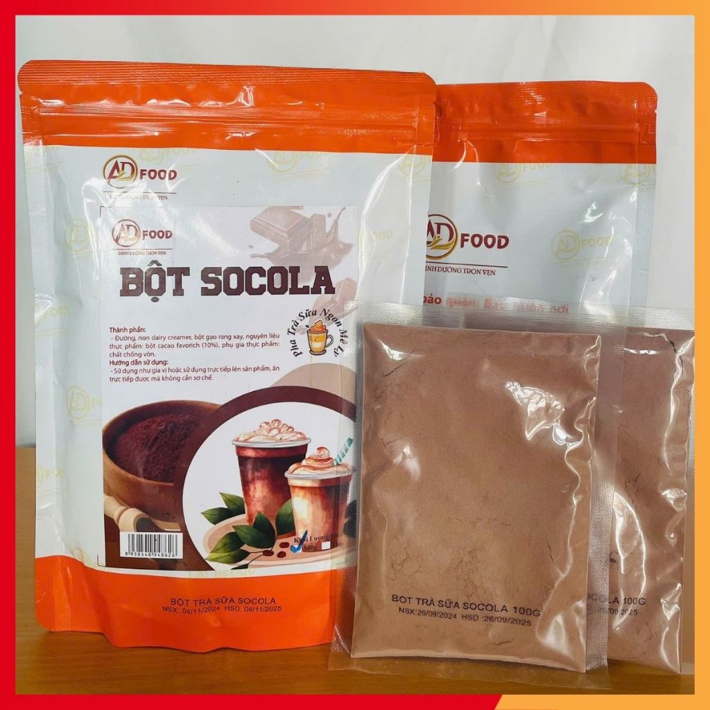 500g Bột trà sữa Socola ADFOOD - tiện dụng, dễ pha chế và kết hợp với kem cheese, topping
