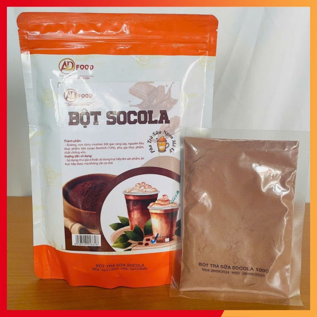 500g Bột trà sữa Socola ADFOOD - tiện dụng, dễ pha chế và kết hợp với kem cheese, topping