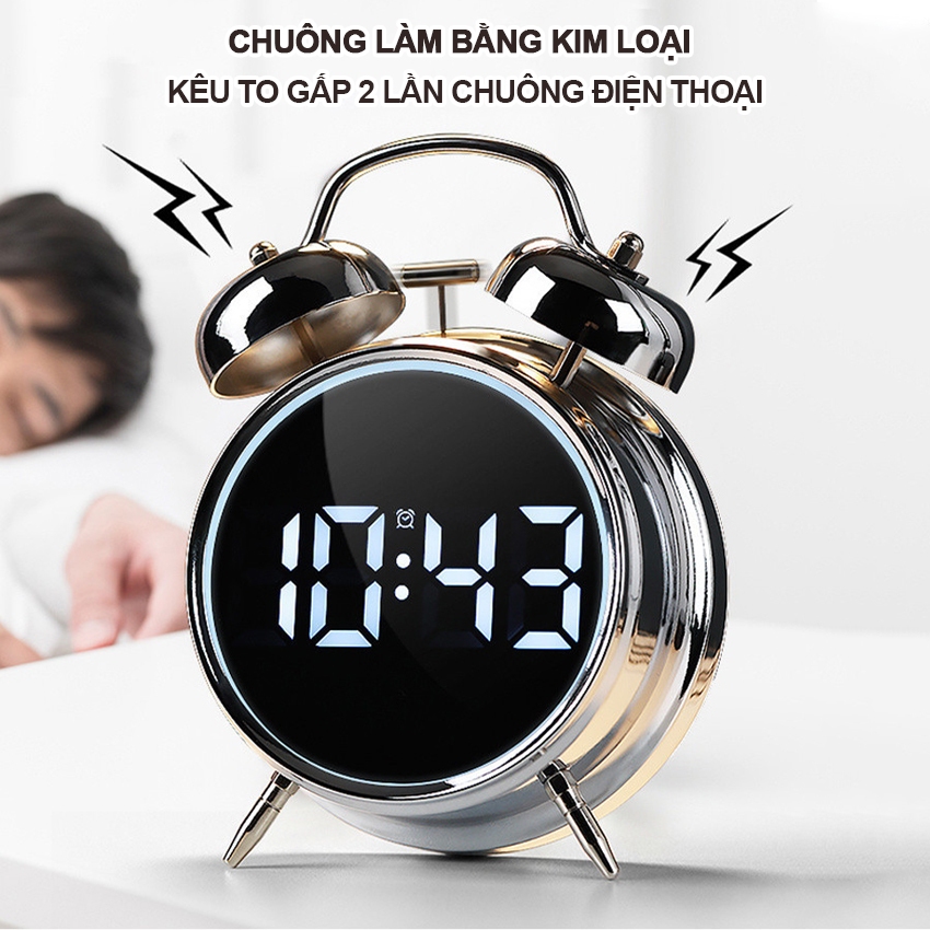 Ảnh Đồng hồ báo thức Sipanic HL88 2 chế độ báo thức màn hình led sáng chuông siêu to 4