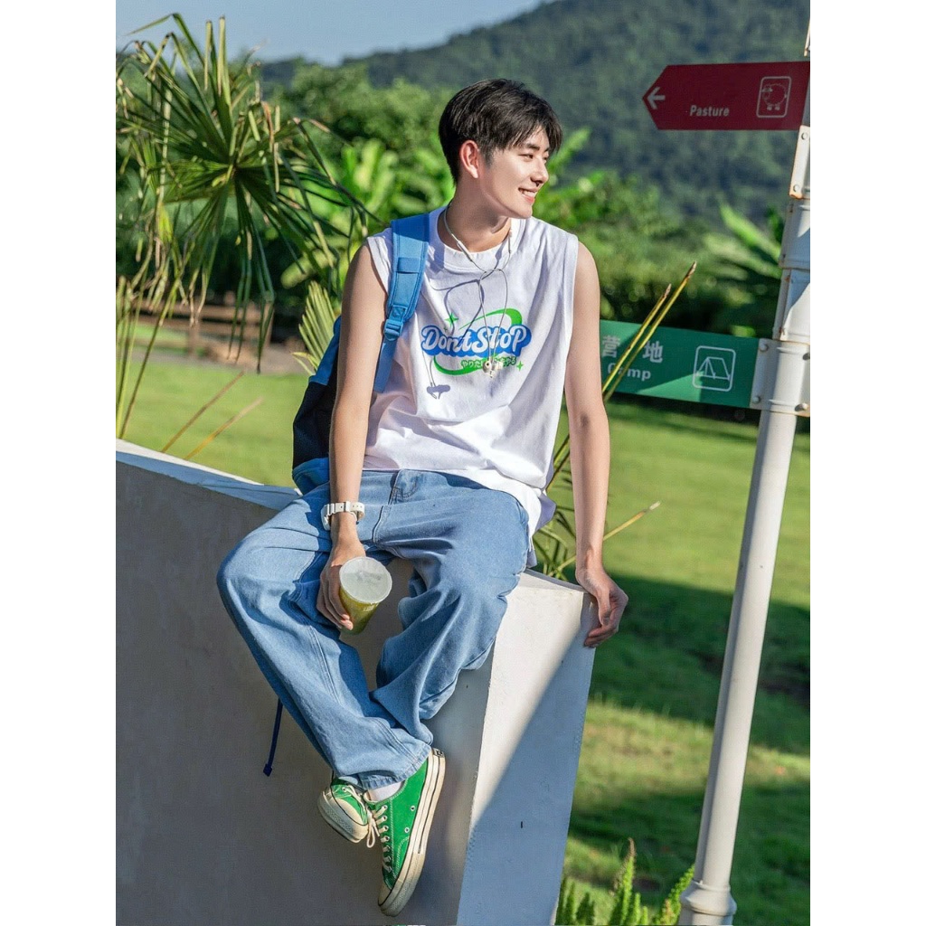 Áo thun Tanktop Cổ tròn DONTSTOP ICVCVNI Unisex Menwear Cotton