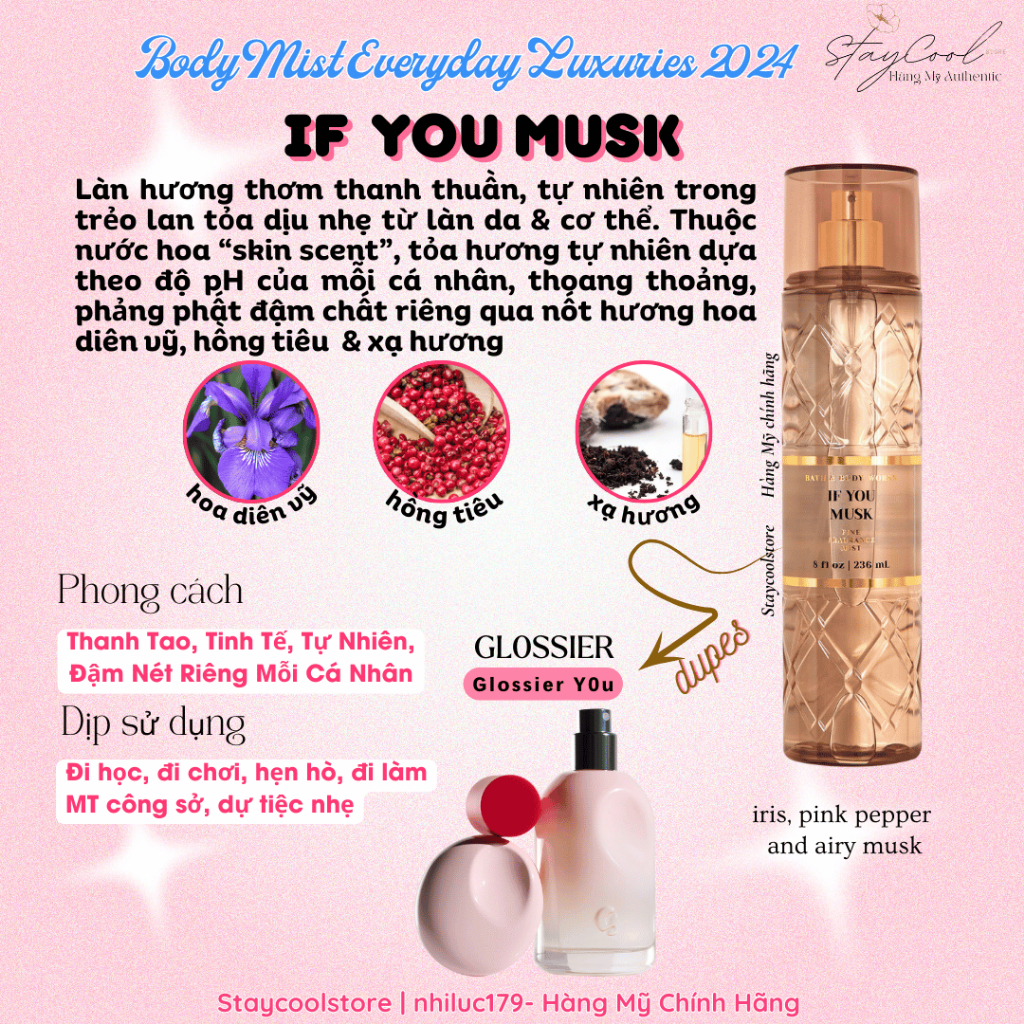 If You Musk- Body mist Hương thơm Luxury Bath & Body Works du'pe nước ...