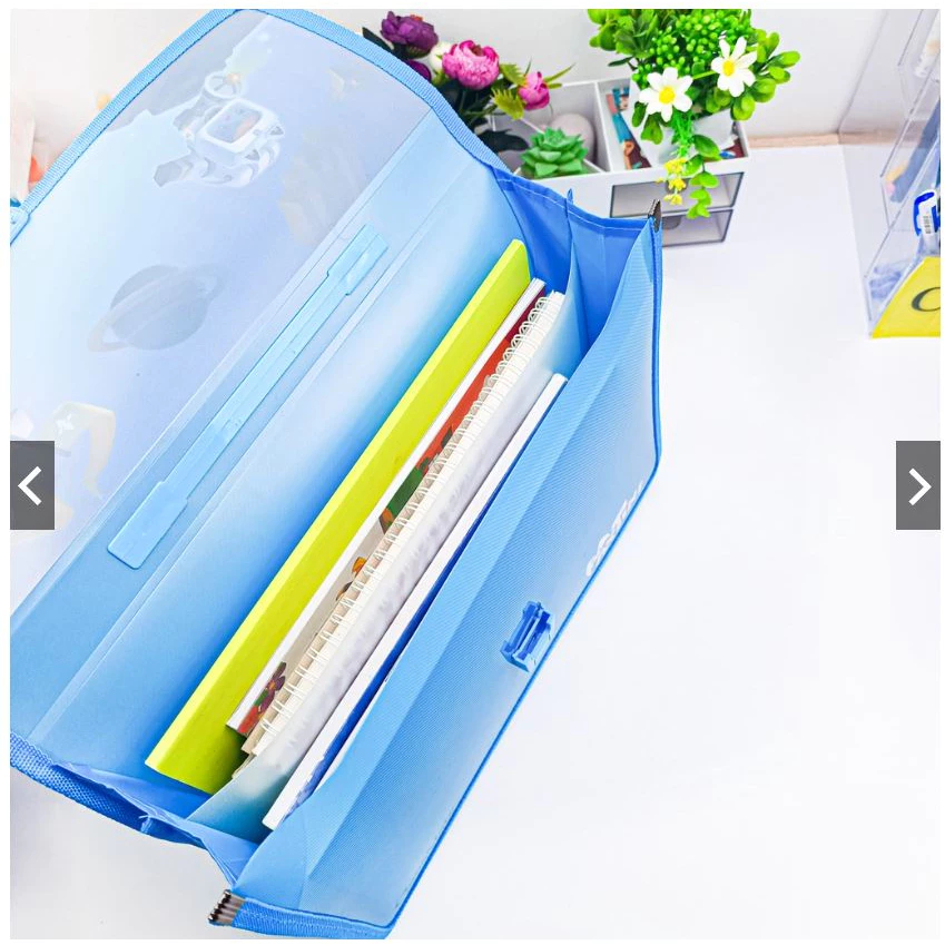 Cặp nhựa 2 ngăn hoạ tiết công chúa siêu nhân chống thấm nước cho bé đi học thêm
