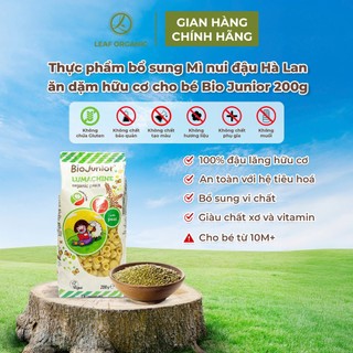 Thực phẩm bổ sung Mì nui đậu Hà Lan ăn dặm hữu cơ cho bé Bio Junior 200g
