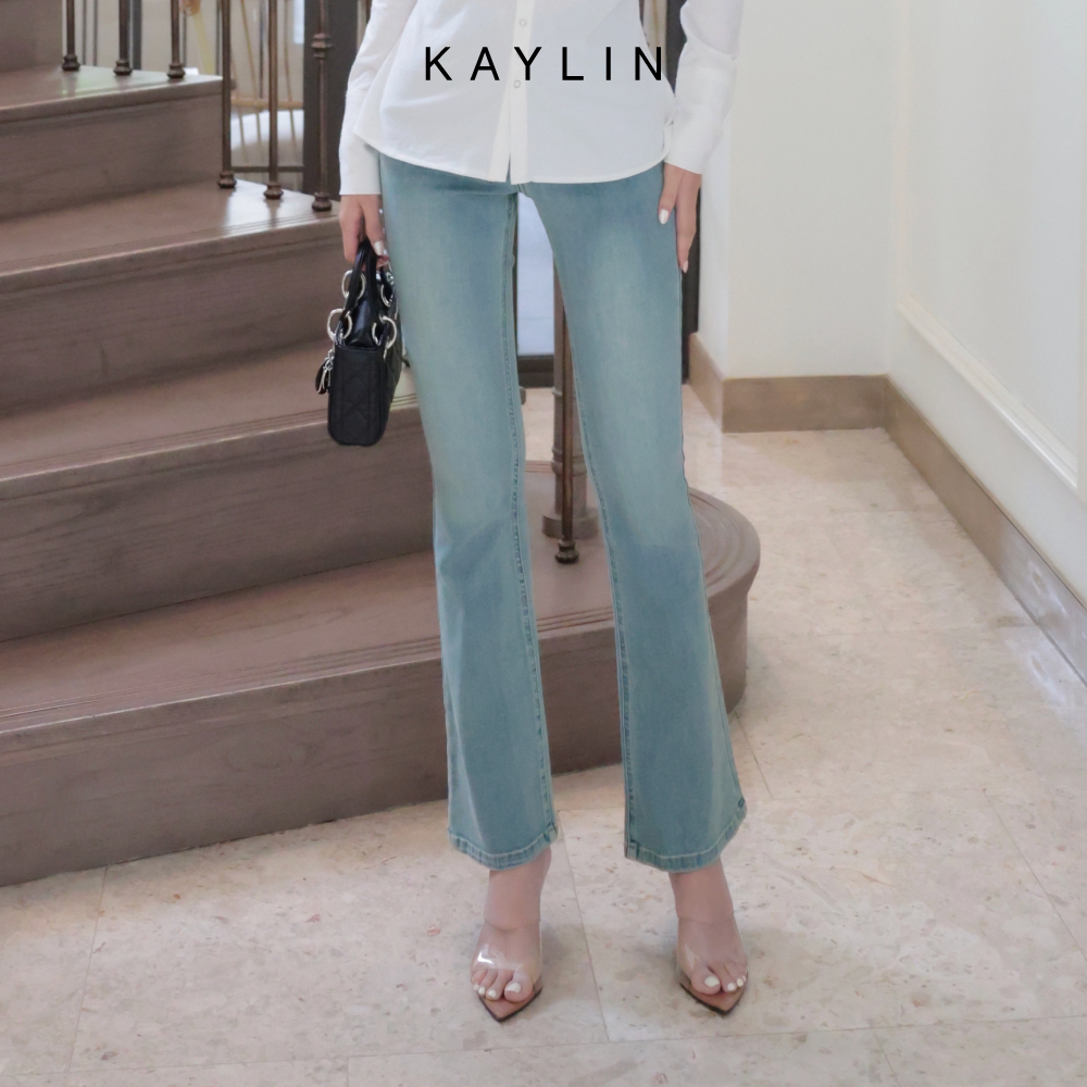 Ảnh Quần JEAN KAYLIN form ôm ống loe chất vải Denim dầy dặn phong cách BST Hè 2025 - N2454 1