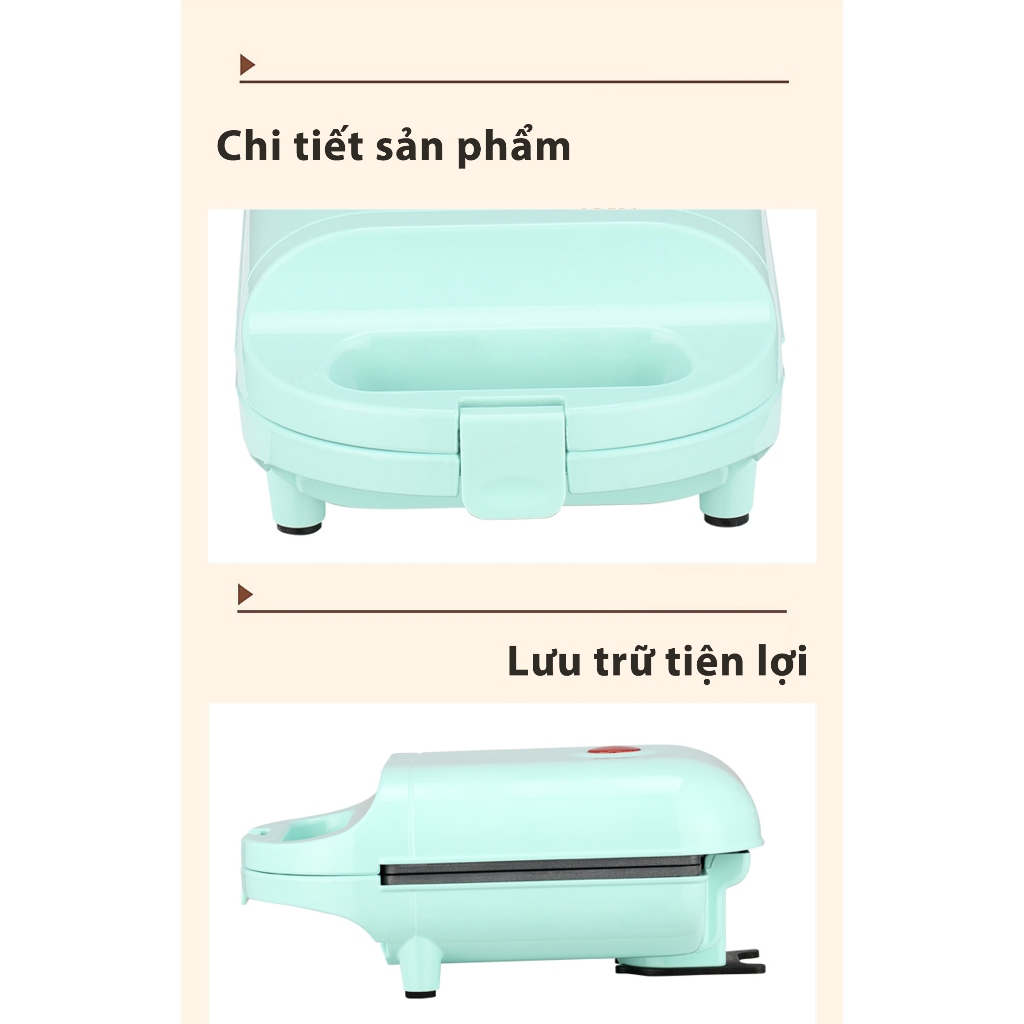 Máy Nướng Bánh Mì Sandwich Máy Nướng Kẹp Làm Nóng 2Mặt Rán Trứng Làm đồ ăn Sáng Nhanh Chóng Tiện Lợi