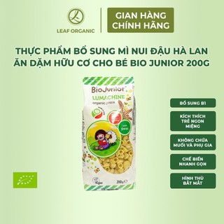 Mì nui đậu Hà Lan ăn dặm hữu cơ Bio Junior 200g cho bé từ 10 tháng tuổi