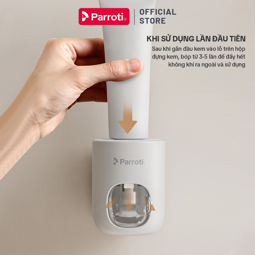 Ảnh Hộp Nhả Kem Tự Động Dán Tường, Hộp Nhả Kem Đánh Răng Rời Có Nắp Đậy Thông Minh Parroti Morning -  MI01 4