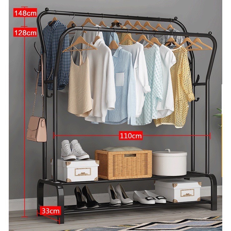 Giá Treo Quần Áo Kệ Treo Quần Áo Kim Loại Đơn Giản Chắc Chắn Tiện Lợi 2 Giàn Phơi 2 Tầng