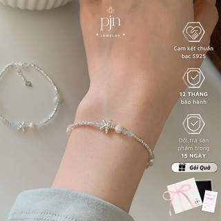 Vòng Tay Bạc 925 PJN Lắc Tay Charm Sao Biển Điểm Ngọc  Phong Cách Lắc Tay Bạc Vỡ Vòng Tay Sao 5 Cánh VT12