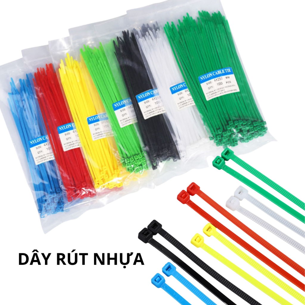 Dây rút nhựa màu, dây cáp, dây thít niêm phong nhiều size đa năng ...