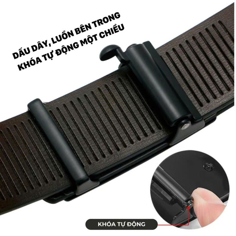 Thắt Lưng Da Nam không gỉ khóa tự động, dây nịt Khóa Tự Động Cao cấp new AKEDO