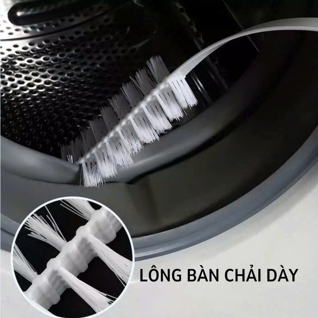 Bàn Chải Vệ Sinh Máy Giặt Tay Cầm Dài Bằng Nhựa Có Thể Gập Lại Đa Năng (Trắng)