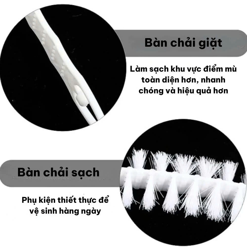 Bàn Chải Vệ Sinh Máy Giặt Tay Cầm Dài Bằng Nhựa Có Thể Gập Lại Đa Năng (Trắng)