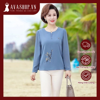 ( THANH LÝ) Áo Thun Nữ Trung Niên Dài Tay Thanh Lịch SM09
