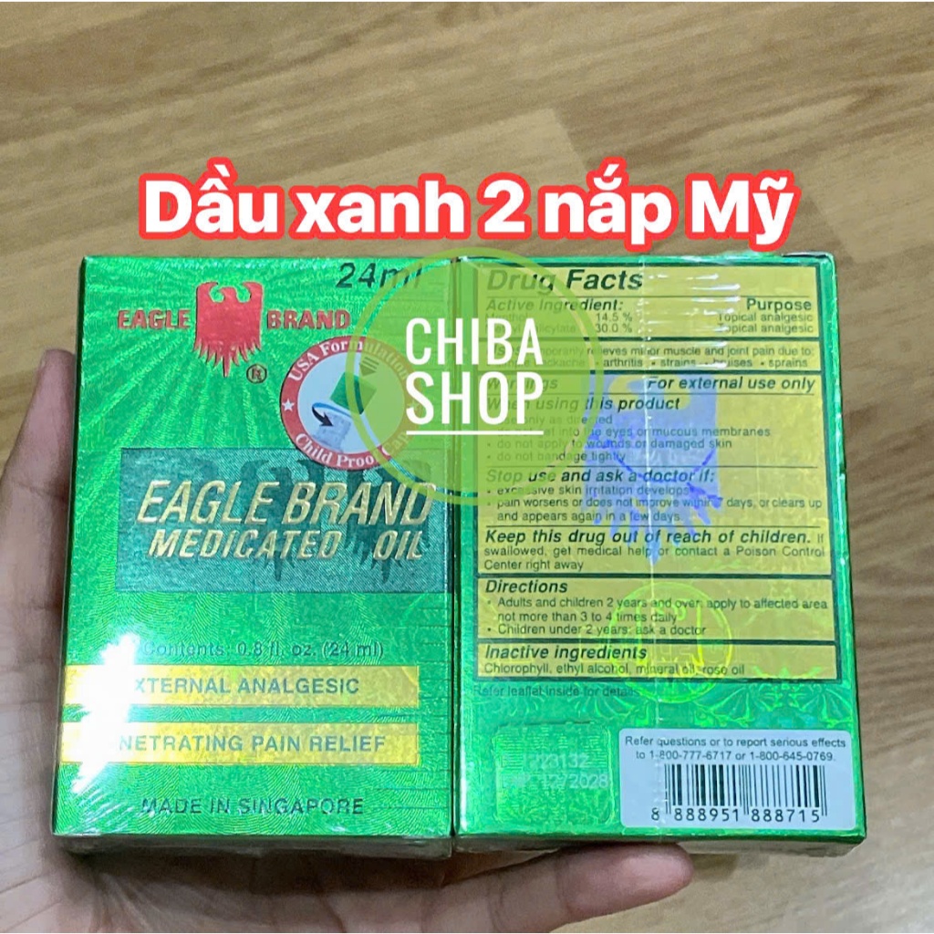 [Gía sỉ ] 1 lóc 12chai Dầu gió Mỹ 2 nắp 24ml xanh, trắng,vàng -HÀNG CHUẨN