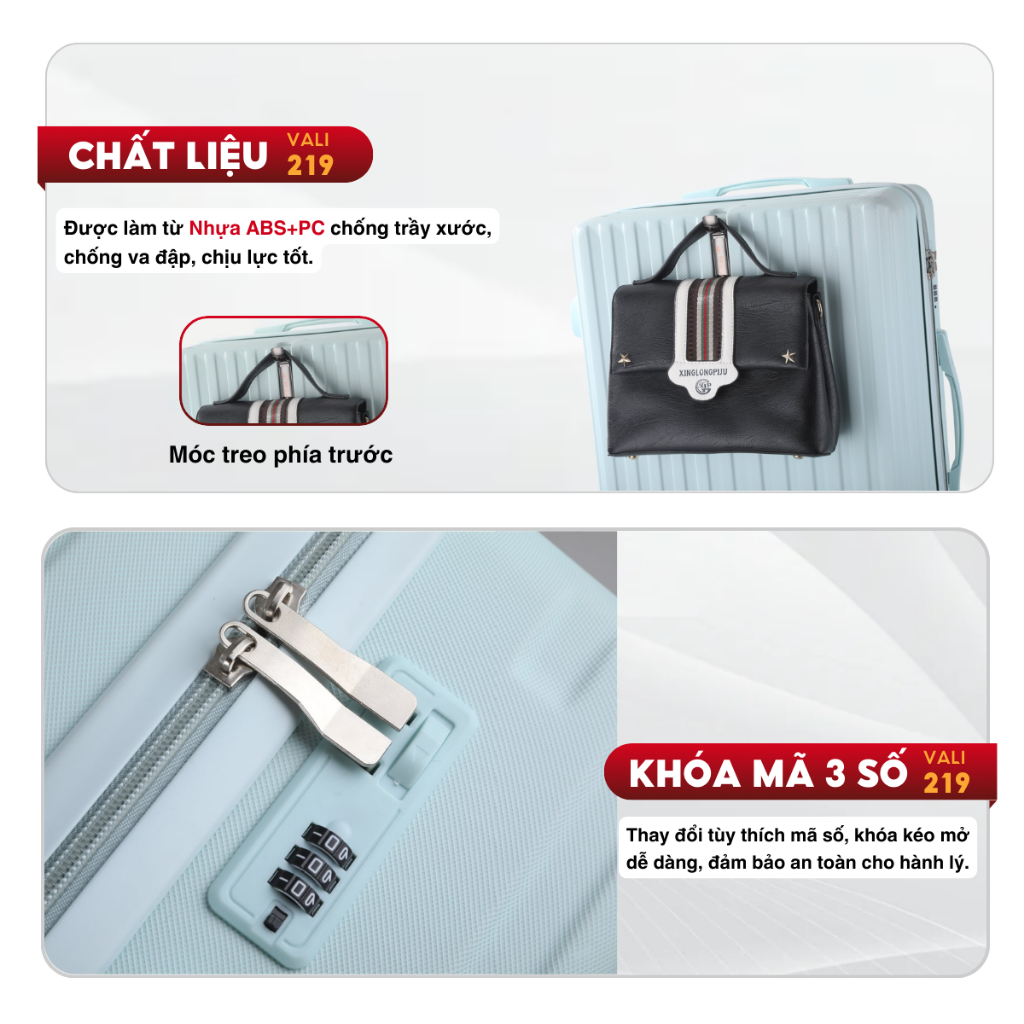Vali Du Lịch Thời Trang Kingsun P309/219 Size 20/24/28 CAO CẤP Có Cổng Sạc USB Và Giá Đựng Cốc