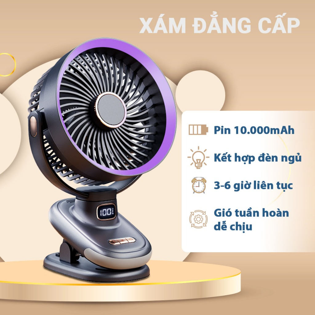 Khám Phá Quạt Kẹp Tích Điện Mini NM12: Giải Pháp Mát Lành Cho Mọi Không Gian - Chi tiết 2
