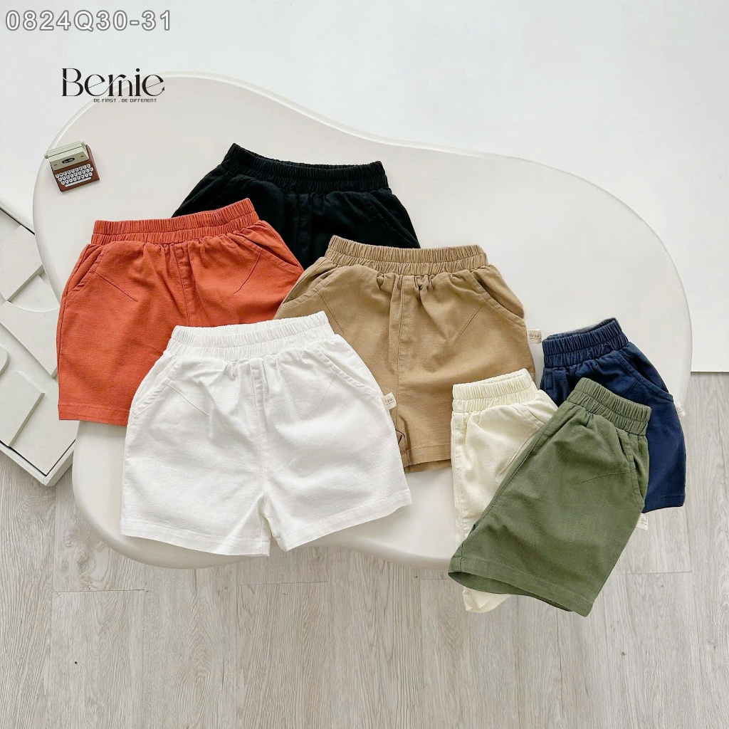 Quần sooc quần short đùi unisex bé trai bé gái chất kaki linen mềm mại BERNIE - SIRI bé 8 đến 28kg