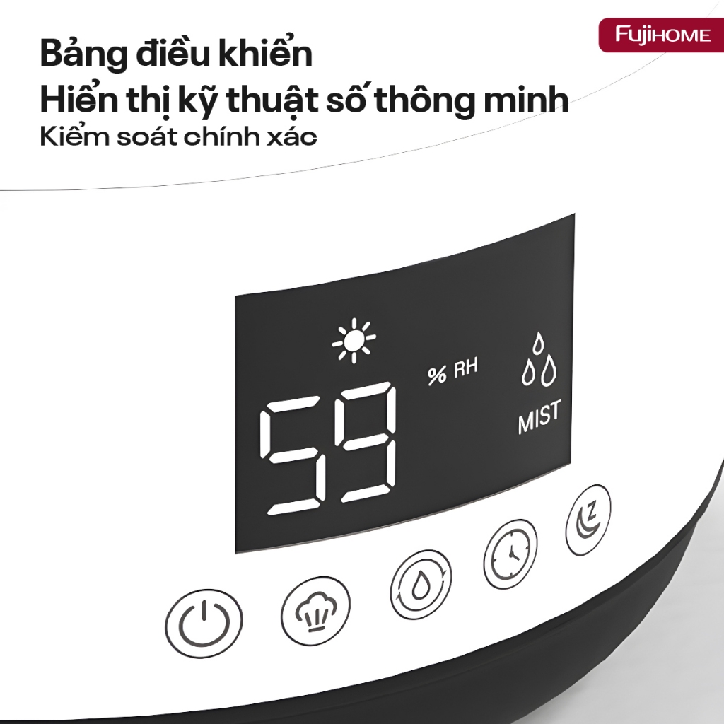 Máy phun sương Nhập Khẩu FUJIHOME HM06E, Máy tạo ẩm xông tinh dầu dung tích 6L - 3 chế độ phun độ ẩm