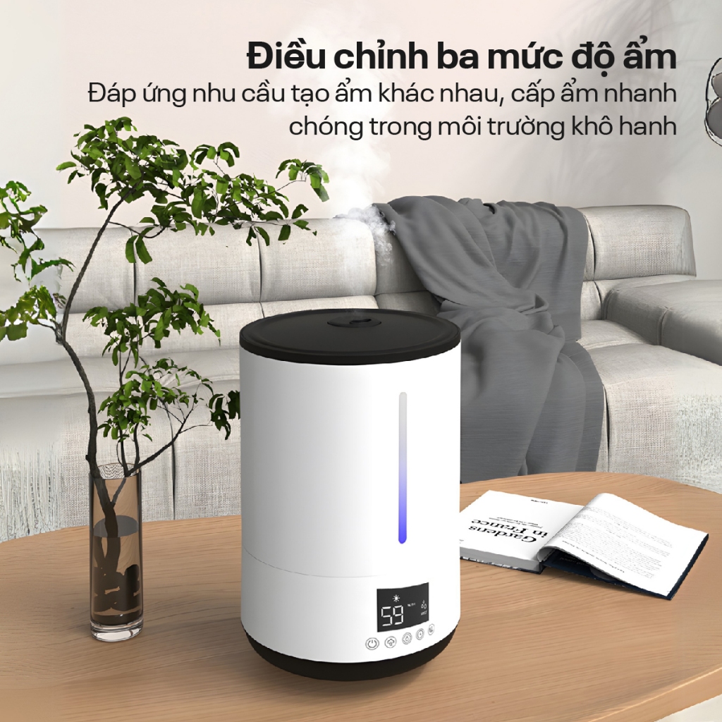 Máy phun sương Nhập Khẩu FUJIHOME HM06E, Máy tạo ẩm xông tinh dầu dung tích 6L - 3 chế độ phun độ ẩm